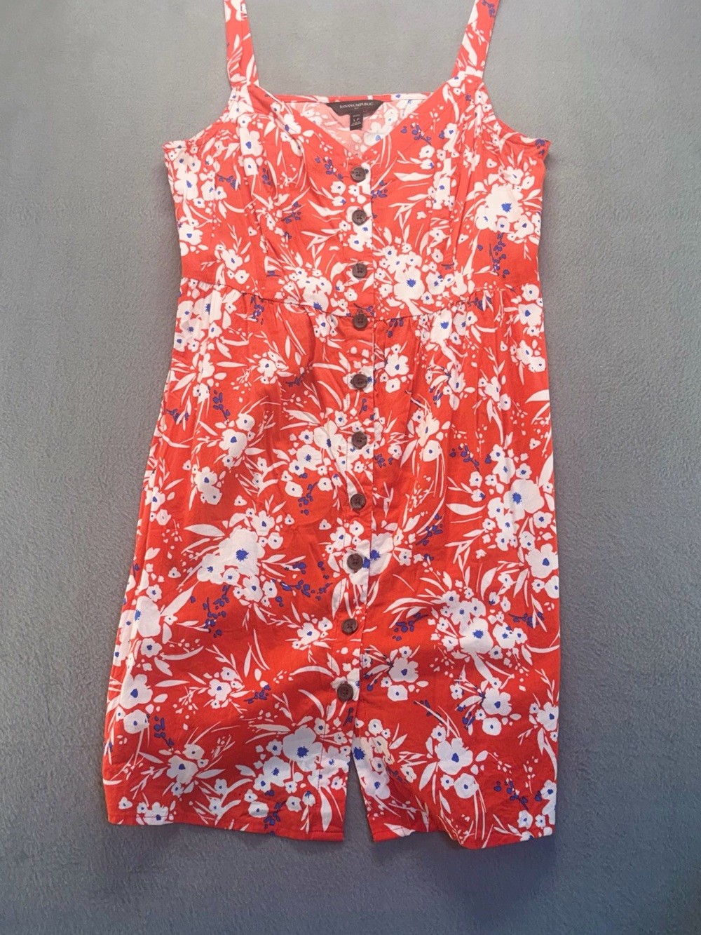 Banana Republic Red Floral Button-Front Sun Dress